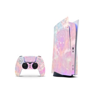 Stjärnor Rosa dekal för PS5 Playstation 5-konsol och kontroll, heltäckande vinyl för PS5 bild 1