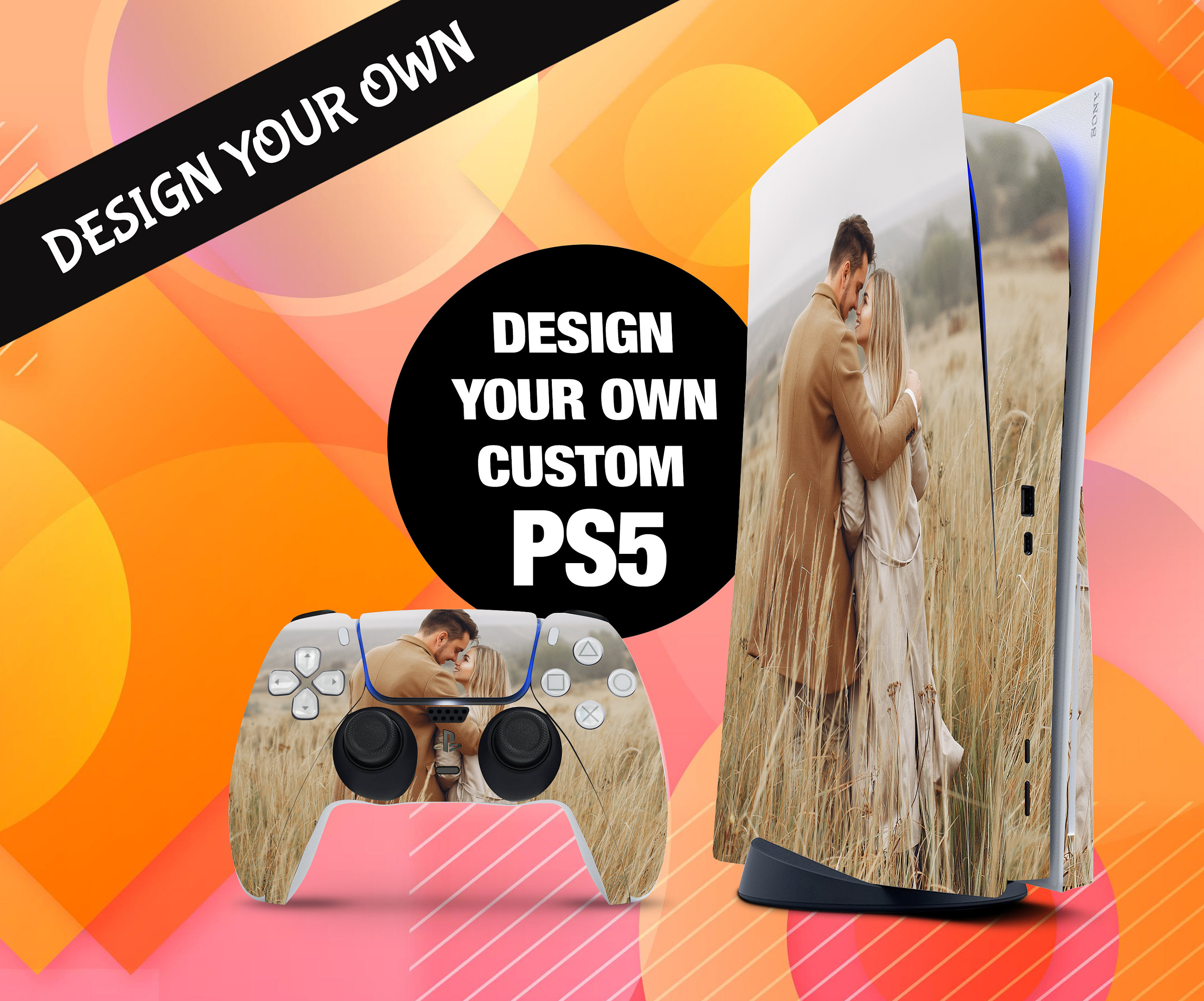  Custom PS5 Standard Skin with Your Picture and Create Your Own  Design,Custom Playstation 5 Skin for Controller and Console : Video Games