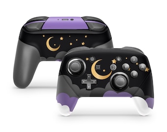 Purple Cloud  Switch Pro Controller Skin: Gold Moon Star Decal