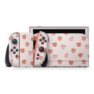 Peach Switch 2-skin – mjuk pastellfärgad Peach-konsol och Joy-Con-dekal | Sött Switch 2-tillbehör | Skyddande 3 m vinyl