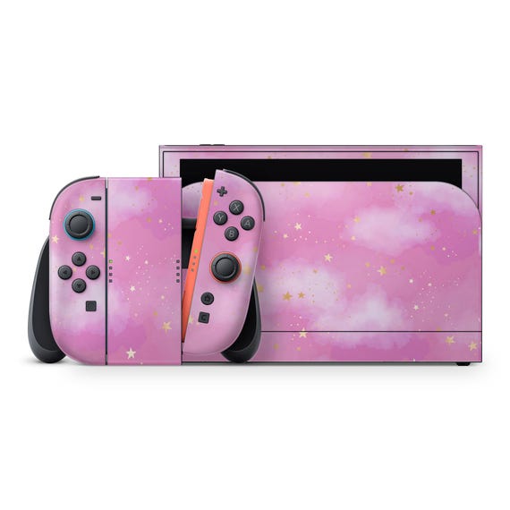 Switch 2 Skin – Pink Stardust Galaxy Design – Gloss or Glitter 