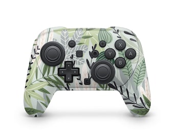 Naklejka ochronna na kontroler Switch 2 z motywem liści botanicznych – pełna osłona 3 M
