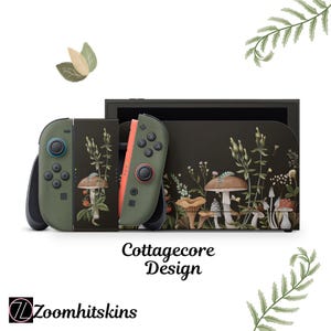 Cottagecore Fairycore Mushrooms Greenery Skin Decal For Gaming Console Premium 3M Vinyl Wrap Compatible With Switch 2