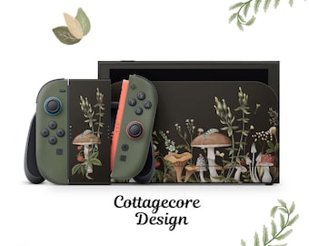 Cottagecore Fairycore Mushrooms Greenery Skin Decal For Gaming Console Premium 3M Vinyl Wrap Compatible With Switch 2