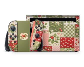 Switch 2 Console Skin: Cozy Woodland Patchwork - Removable Vinyl