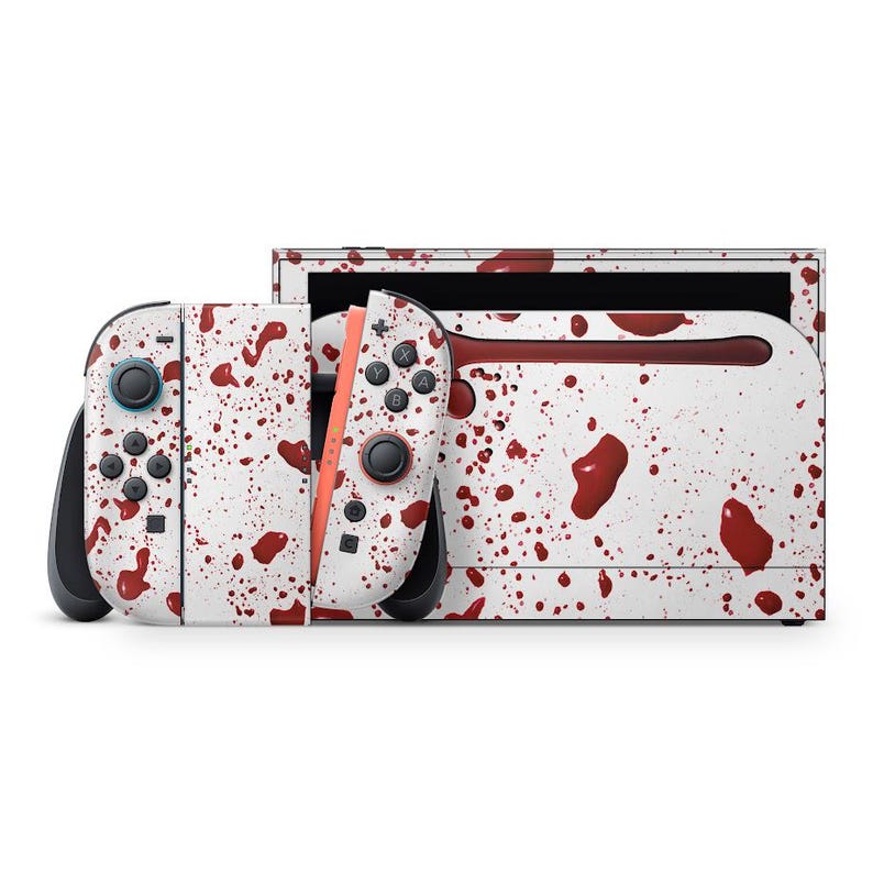 blood splash switch 2 skin, horror switch 2 decal, scary switch 2 wrap, horror gaming accessories, switch 2 thumb grips, dark aesthetic switch 2 skin, creepy console wrap, switch 2 protective decal, custom switch 2 skin horror, blood design vinyl skin