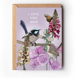 Love You, Mum Card |Mother's Day | Mum | Australian Sellers | Birds| Recycled Card | Sustainable