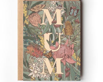 Mum Floral Card |Mother's Day | Australian Sellers | Recycled Card | Sustainable