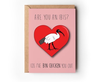 Funny Ibis Valentine's Card - Bin Chicken Love, Recycled