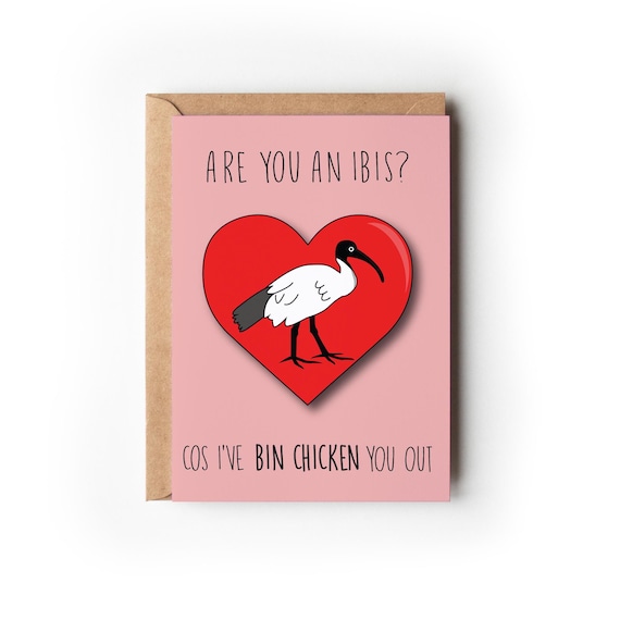 Funny Ibis Valentine's Card - Bin Chicken Love, Recycled