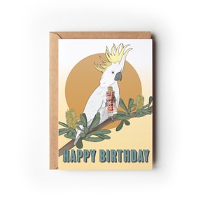Carte d'anniversaire australienne de cacatoès | Carte recyclée | Durable