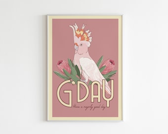 Major Mitchells Cockatoo Art Print - Vintage Inspired Australiana Poster