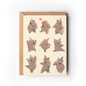 Dancing Wombats | Birthday Card | Australian Greeting Card | Recycled card | Sustainable