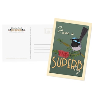 Australian Postcard - Blue Wren | Superb Fairy Wren | Australian Sellers | Post Crossing | Recycled Postcard | Sustainable
