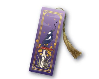 Singing Magpie Bookmark | Australian Bookmark | Gold foil