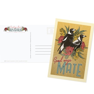 Australian Postcard - Magpies | Vintage Australia | Australian Sellers | Post Crossing | Recycled Postcard | Sustainable