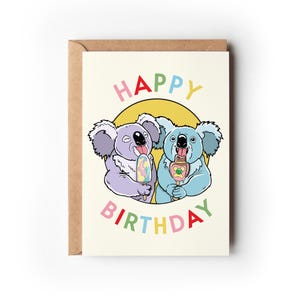 Koala Birthday Card | Australian Greeting Card | Australian Birds | Recycled card | Sustainable