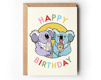 Koala Birthday Card | Australian Greeting Card | Australian Birds | Recycled card | Sustainable