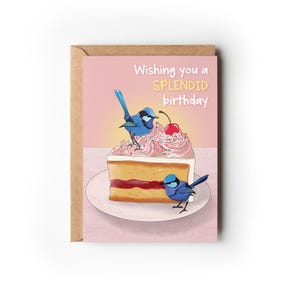 Splendid Birthday Card Blue Wren Birthday Card | Recycled card | Sustainable