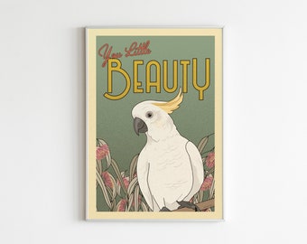 Australian Cockatoo Poster - Vintage Inspired Australiana Art Print
