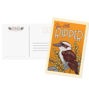 Australian Postcard - Kookaburra | vintage art Australian Sellers | Post Crossing | Australian Birds | Recycled Postcard | Sustainable