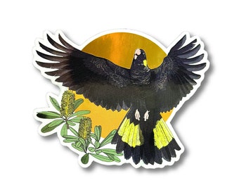 Black Cockatoo Shiny Gold Sticker | Aussie Icons | Australian Sellers | vinyl sticker