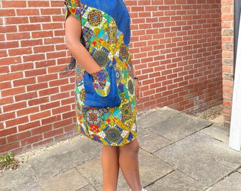 African print wax print mini dress shift dress