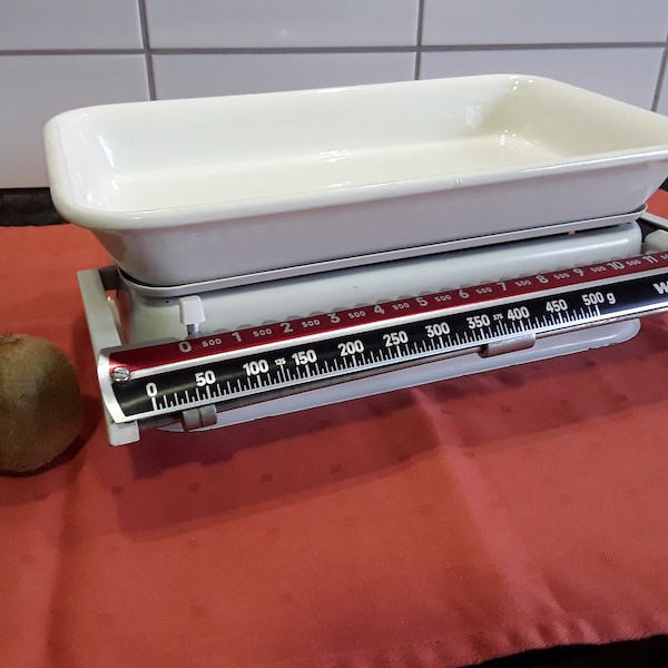 Vintage Küchenwaage Haushaltswaage Westa Deutschland 12 KG Porzellanschale, Dekoration