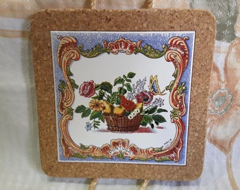 Untersetzer handbemalt Wandbehang Portugal Vintage 80er Jahre