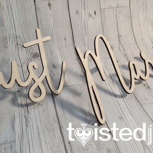 Natural Wooden 'Just Married' Text  Natural Letter Sign Plaques Wedding Party Home Decor