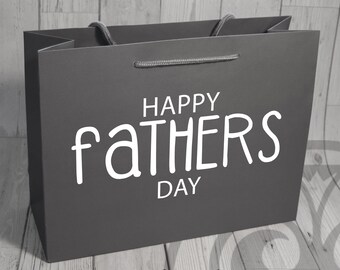 Large Fathers Day Stylish Paper Landscape Bag - Rope Detail Handles Perfect Present - Happy Father's Day Gift Bag