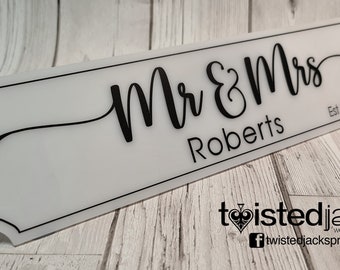 Personalised Mr & Mrs Small Road Plaque Wedding Anniversary Gift Road Sign