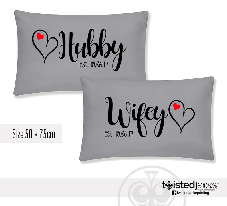 Printed Pillow Cases Personalised Pillow Case Set Hubby & Etsy UK