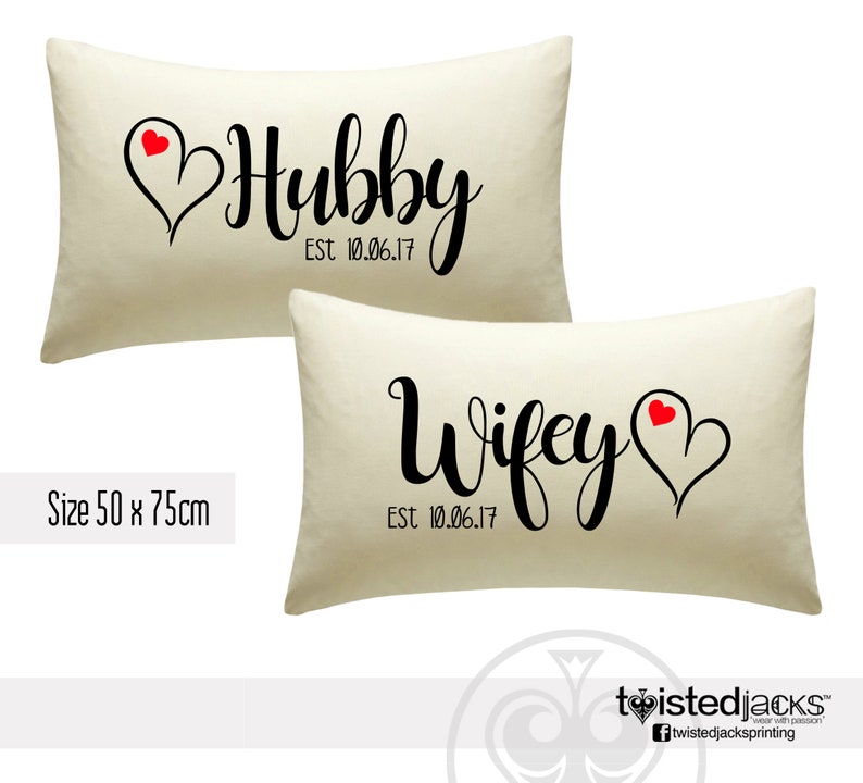 Printed Pillow Cases Personalised Pillow Case Set Hubby & Etsy UK