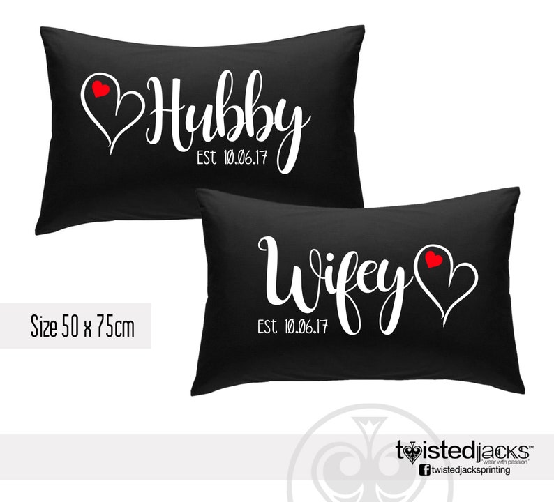 Printed Pillow Cases Personalised Pillow Case Set Hubby & Etsy UK