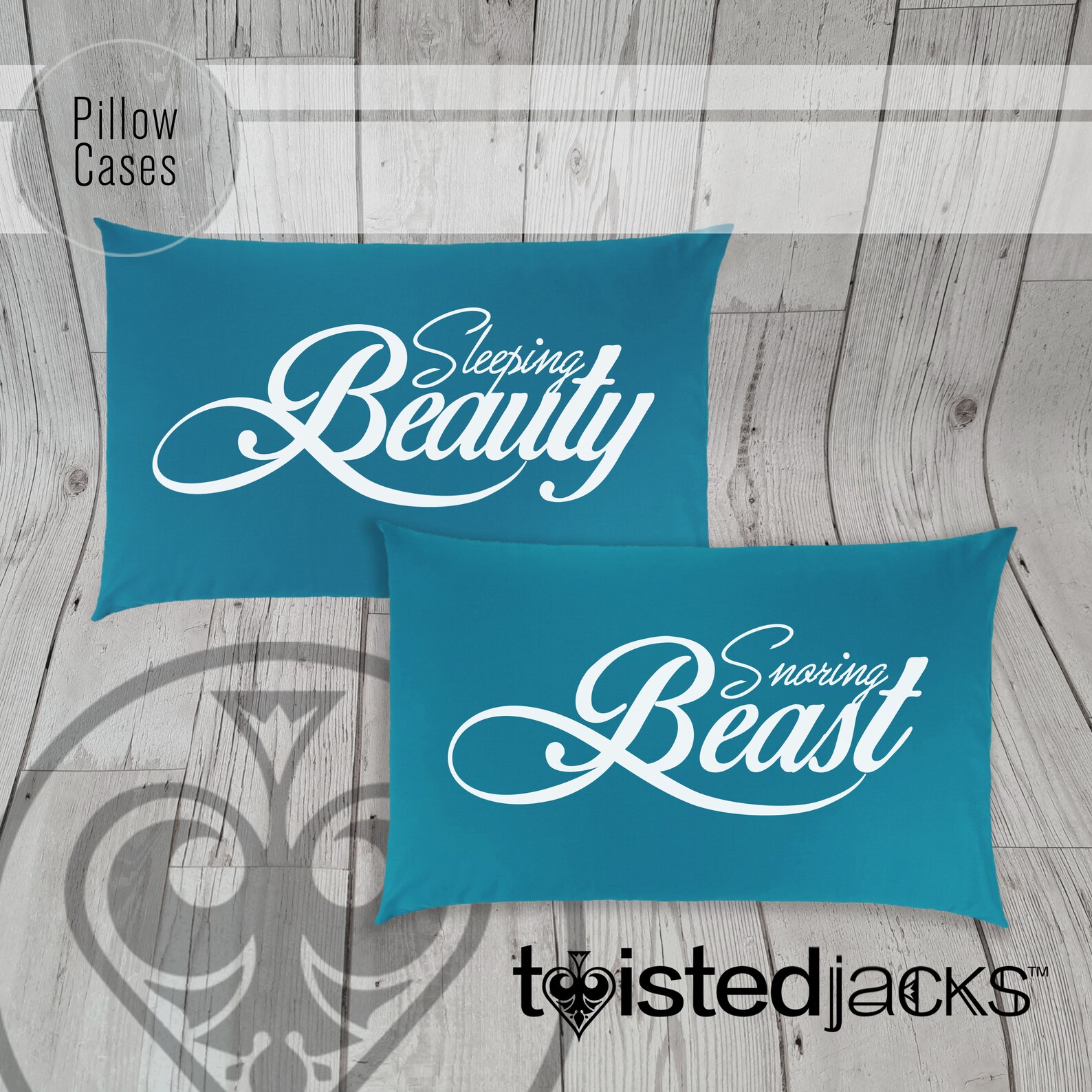 Print Pillow Case Set 'his Beauty Her Beast' Design Etsy