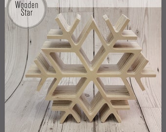 Medium Natural Wooden Snowflake Seasonal Christmas Gift Home Décor Natural Simplistic