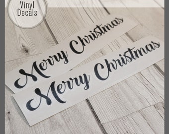 Merry Christmas Sticker x2 Vinyl Decal Stickers - Home Crafting Project Idea - Christmas Gift Idea