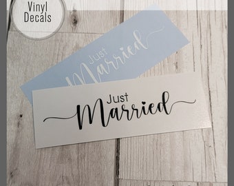 Wedding Sticker Themed 'Just Married' Vinyl Decal Stickers - Home Crafting Project Idea - Wedding Ideas