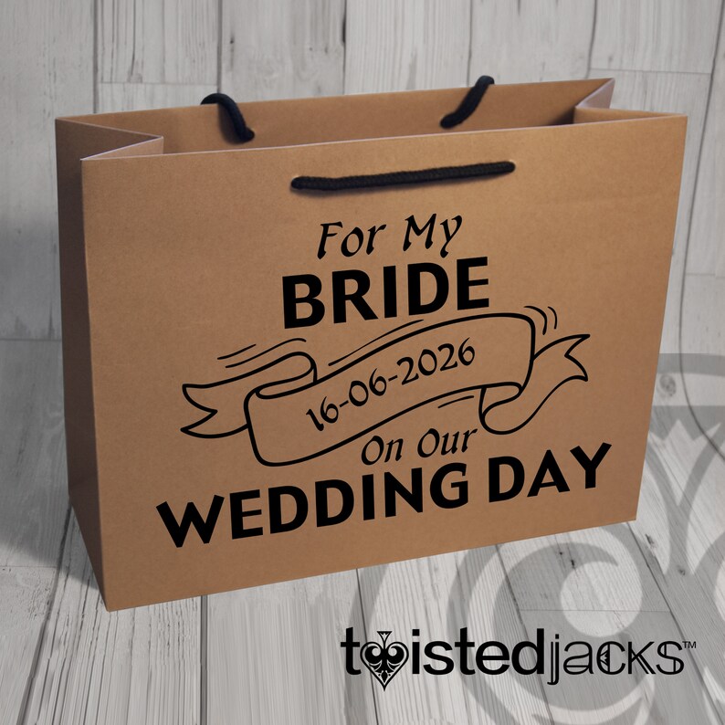 Large Brides Bag Gift Idea, Personalised Brides keepsake bag Bride to be wedding gift Wedding Morning Gift Idea Kraft