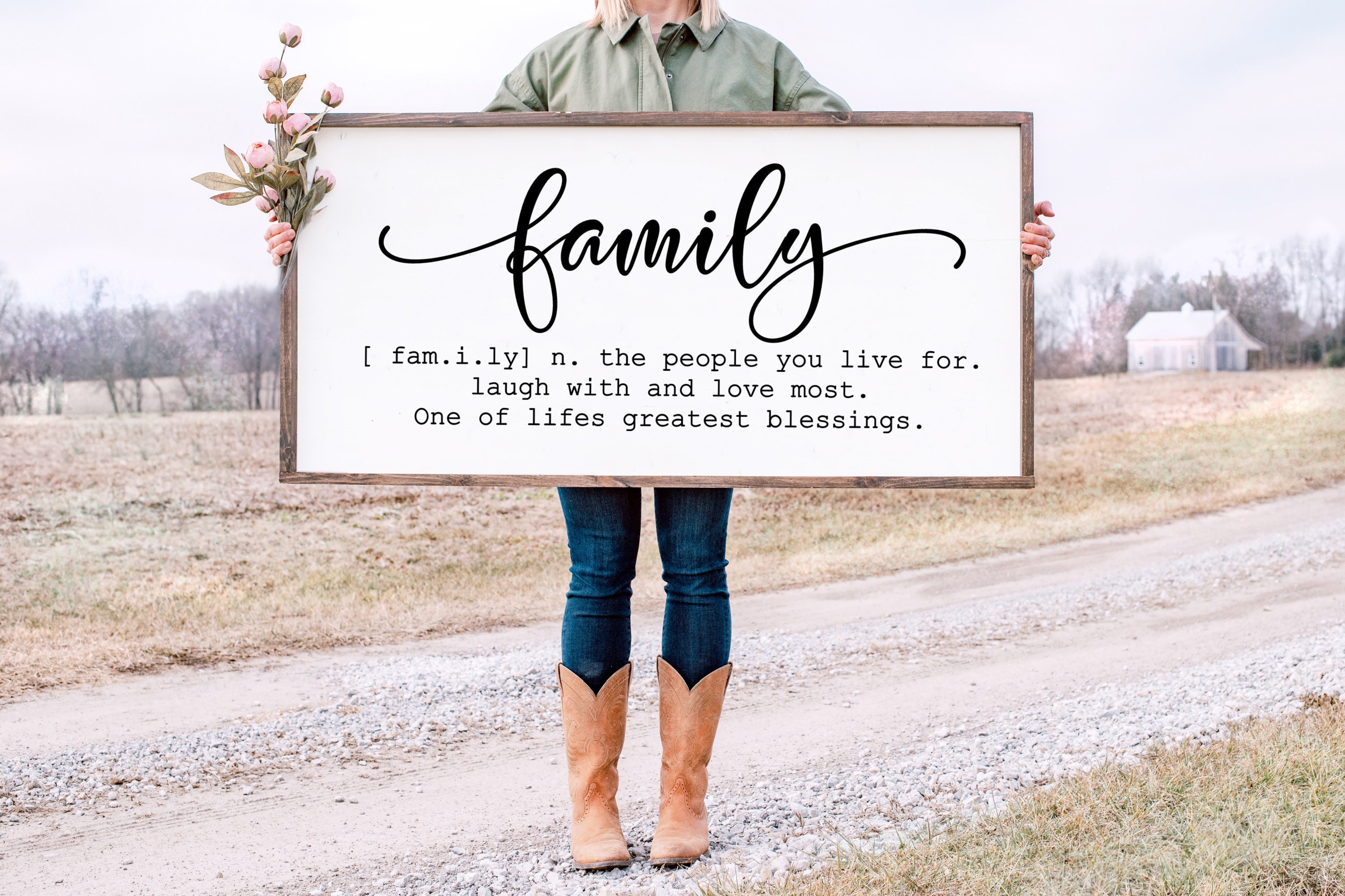 Family Definition Sign | Farmhouse Decor | Framed Family Sign | Dinin…