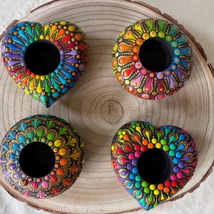 Dot mandala tealight holder rainbow colors