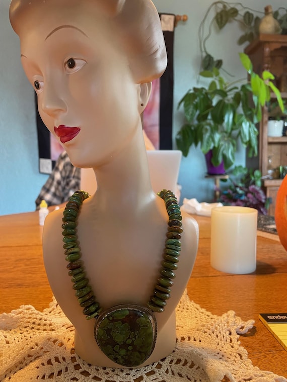 Liz Pm Vintage Navajo Royston Turquoise Sterling Silver Native American Necklace Liz Pm Vintage Navajo Royston Turquoise Sterling Silver Native American Necklace