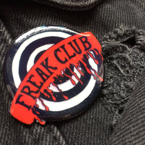 FREAK CLUB-- logo horror pin, spooky cute monster pin, shrink plastic badge