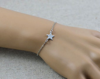Dainty Silver Star Bracelet Jewellery, Silver Star Chain Bracelet, Elegant Bridesmaids Silver Bracelet Gift, Birthday Bracelet Jewellery