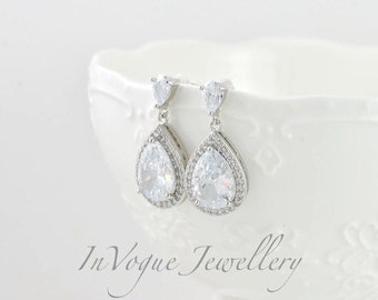 Orecchini in argento sterling 925 Orecchini lunghi con zirconi per