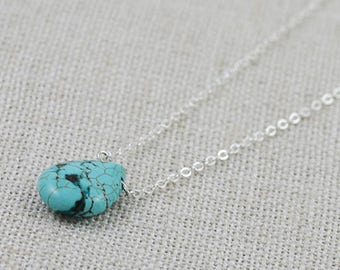 Turquoise Drop Necklace, Turquoise jewellery, Gemstone Necklace, Teardrop Turquoise pendant, Gemstone Jewelry, Gemstone Silver Necklace