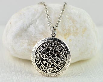 Celtic Knot Aromatherapy Necklace Diffuser Essential Oils Necklace, Lava Jewellery Silver Celtic Knot Necklace Oil Diffuser Pendant Necklace
