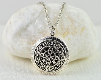 Celtic Knot Aromatherapy Necklace Diffuser Essential Oils Necklace, Lava Jewellery Silver Celtic Knot Necklace Oil Diffuser Pendant Necklace