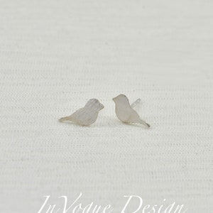 Sterling Silver Dainty Bird Earrings, Silver Bird Stud Earrings, Elegant Simple Tiny Earrings Mothers Day Silver Bird Everyday Jewellery